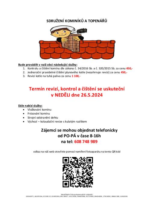 leták - Nabídka kominických služeb